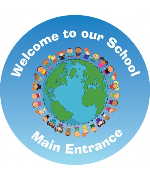 Circular School Blue Welcome Wall Sign